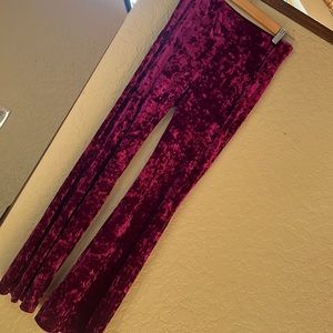 Forever 21 Crushed Velvet Hot Pink Pants SzL Slightly Flared